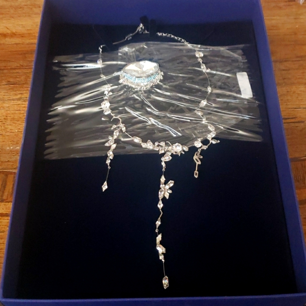 Stunning Swarovski-  Necklace Ice Crack Set, White, Ruthenium
